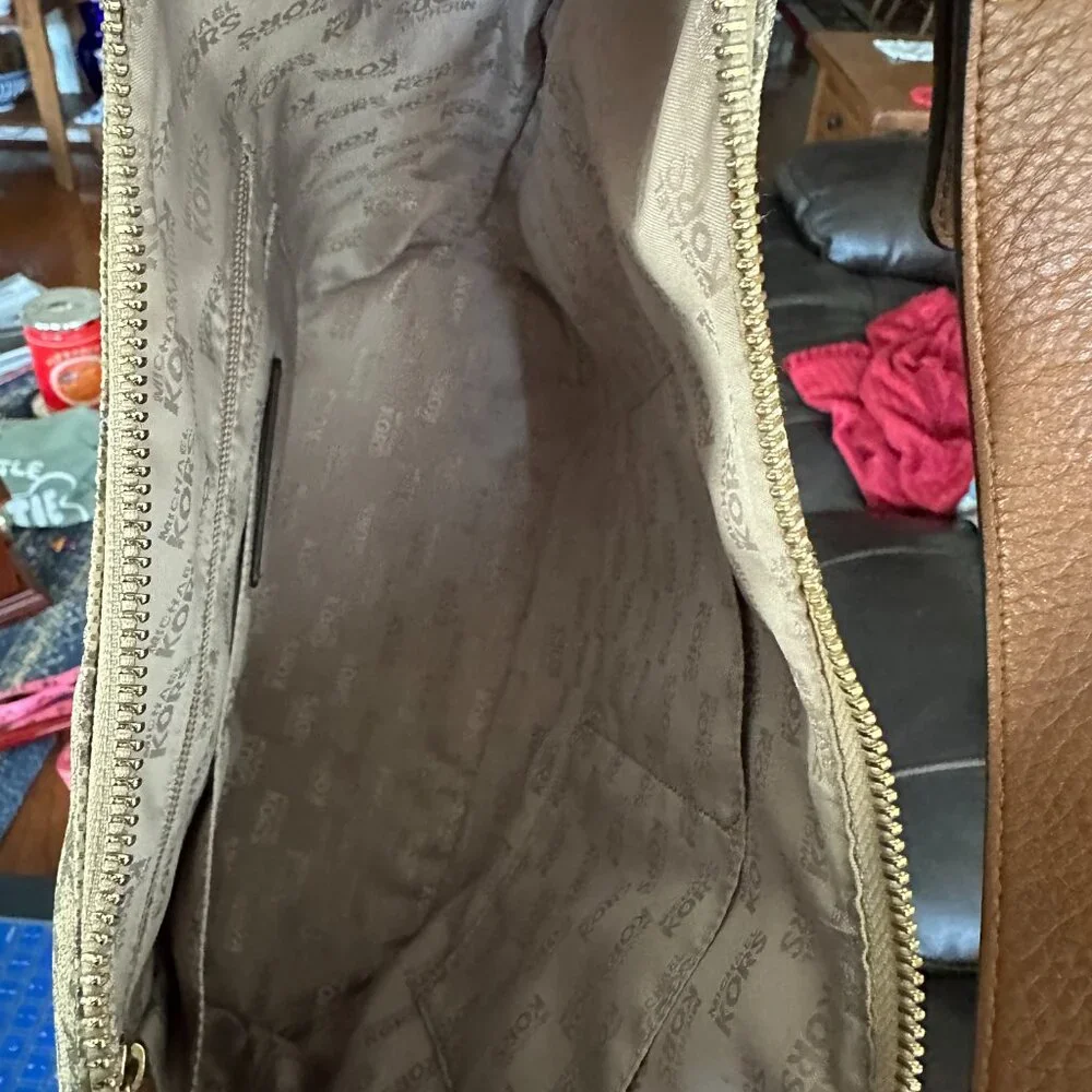 Michael Michael Kors Signature Hobo Shoulder bag beige with brown leather - Picture 5 of 7